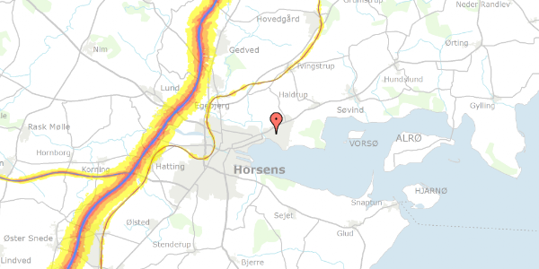 Trafikstøjkort på Højmarksvej 32, 8700 Horsens