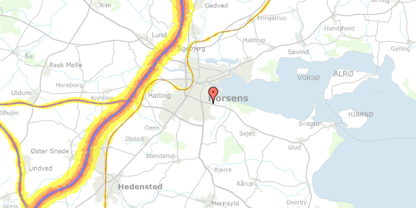 Trafikstøjkort på Højvangen 48, 8700 Horsens