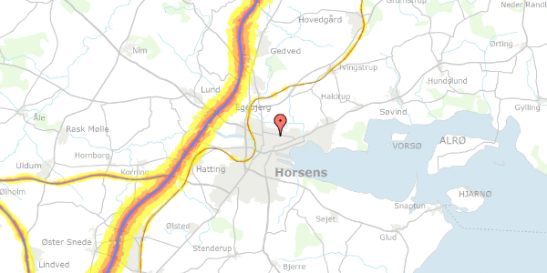 Trafikstøjkort på Idrætsvej 6, 8700 Horsens