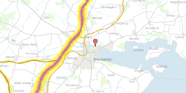 Trafikstøjkort på Idrætsvej 25, 8700 Horsens