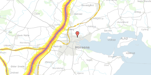 Trafikstøjkort på Irisvej 9, 8700 Horsens