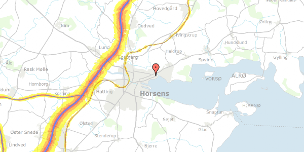 Trafikstøjkort på Johan Skjoldborgs Vej 2, 8700 Horsens