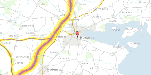 Trafikstøjkort på Juelsvej 11, 8700 Horsens