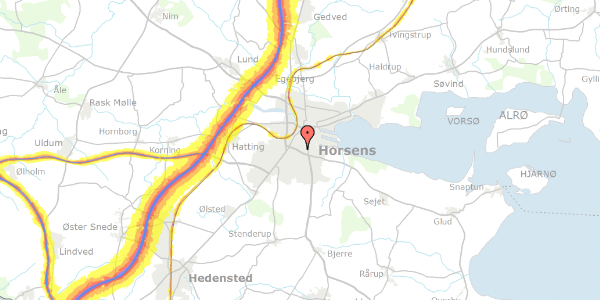 Trafikstøjkort på Juelsvej 22, 8700 Horsens