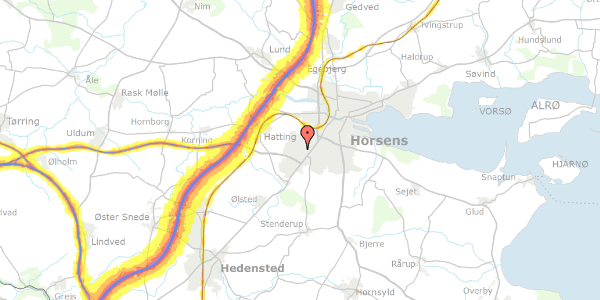 Trafikstøjkort på Jupitervej 11, 8700 Horsens