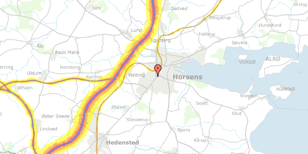 Trafikstøjkort på Kantatealle 15, 8700 Horsens