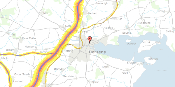 Trafikstøjkort på Kildegade 38, 8700 Horsens