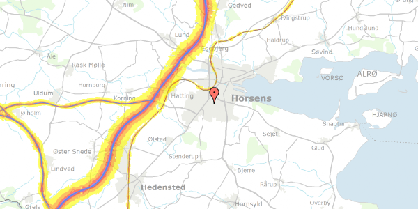 Trafikstøjkort på Kirkeskovvej 7, 8700 Horsens