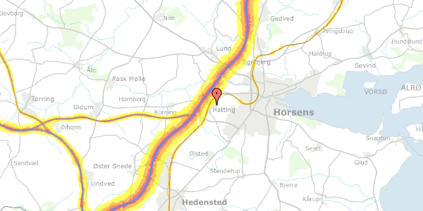 Trafikstøjkort på Kirkevænget 25, 8700 Horsens