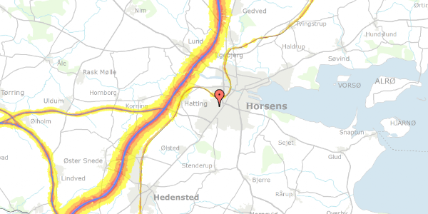 Trafikstøjkort på Klarinetvej 33, 8700 Horsens