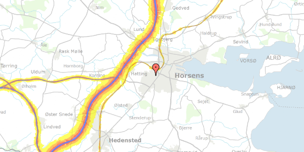 Trafikstøjkort på Klarinetvej 35, 8700 Horsens