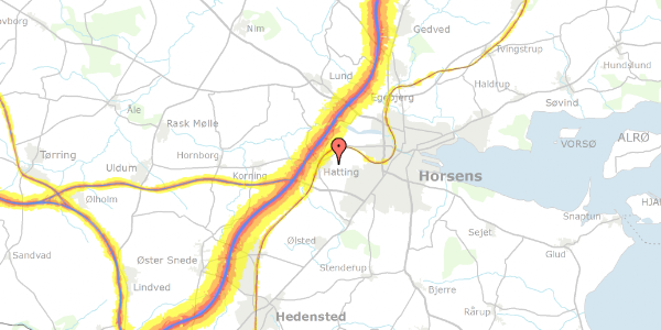 Trafikstøjkort på Klerkevænget 32, 8700 Horsens