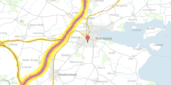 Trafikstøjkort på Kløverbakken 7, 8700 Horsens