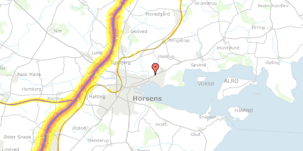 Trafikstøjkort på Krogsbækalle 7, 8700 Horsens