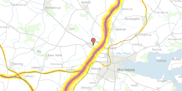 Trafikstøjkort på Kørupvej 11, 8700 Horsens