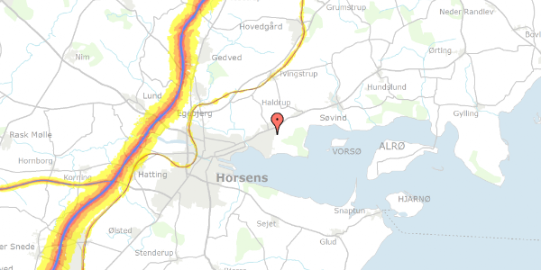 Trafikstøjkort på Landsbyhaven 1, 8700 Horsens