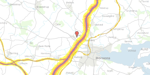 Trafikstøjkort på Langgade 22A, 8700 Horsens