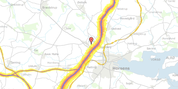 Trafikstøjkort på Langgade 46, 8700 Horsens