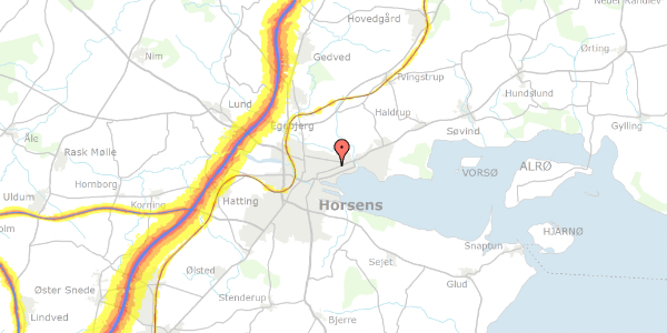 Trafikstøjkort på Lindeparken 13, 8700 Horsens