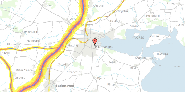 Trafikstøjkort på Lindevej 10, 8700 Horsens