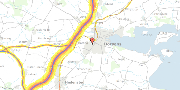 Trafikstøjkort på Lindholm 20D, 8700 Horsens