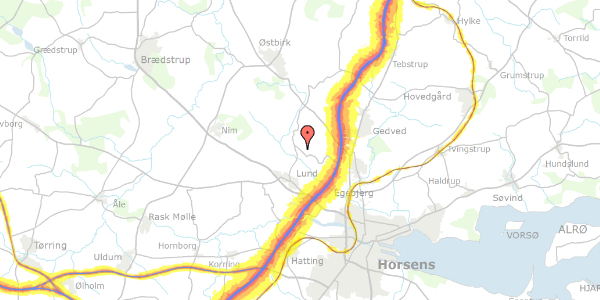 Trafikstøjkort på Lundumhedevej 46, 8700 Horsens