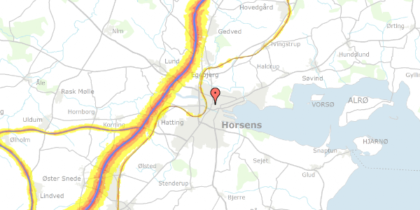 Trafikstøjkort på Marius Holsts Gade 11, 3. tv, 8700 Horsens