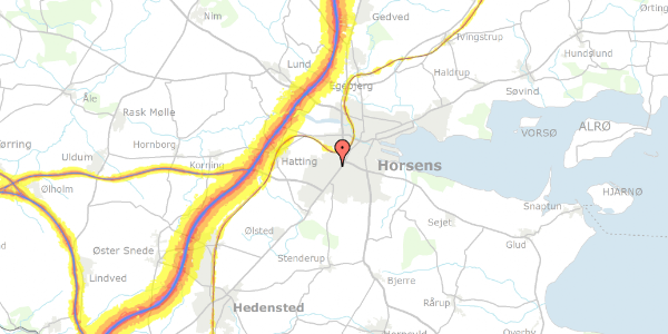 Trafikstøjkort på Menuetvej 5, 8700 Horsens