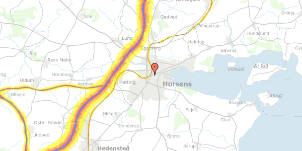 Trafikstøjkort på Mimersgade 9A, 2. th, 8700 Horsens