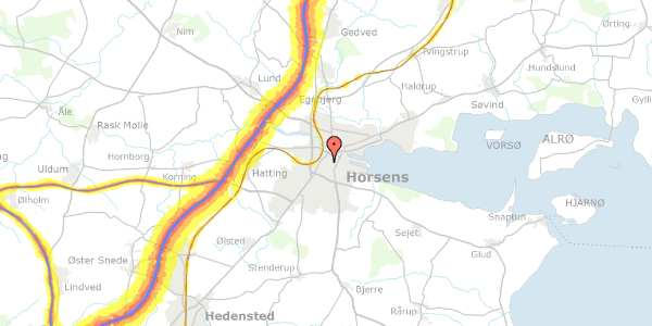 Trafikstøjkort på Mindegade 19, 8700 Horsens