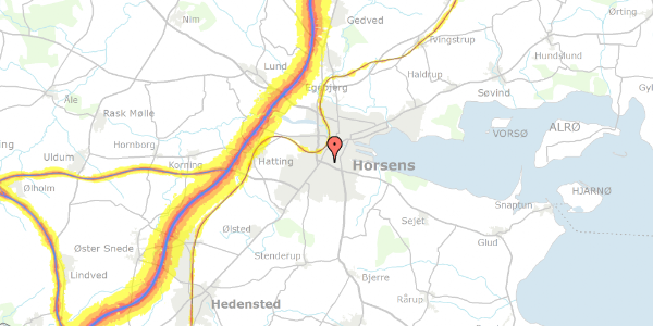 Trafikstøjkort på Monradsvej 20, 8700 Horsens