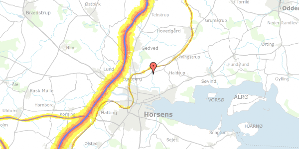 Trafikstøjkort på Munkhøjvej 19, 8700 Horsens