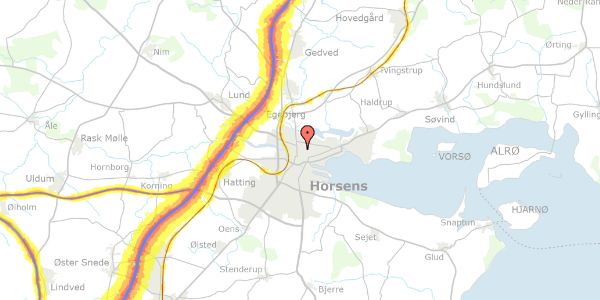 Trafikstøjkort på Møllegade 55A, st. tv, 8700 Horsens