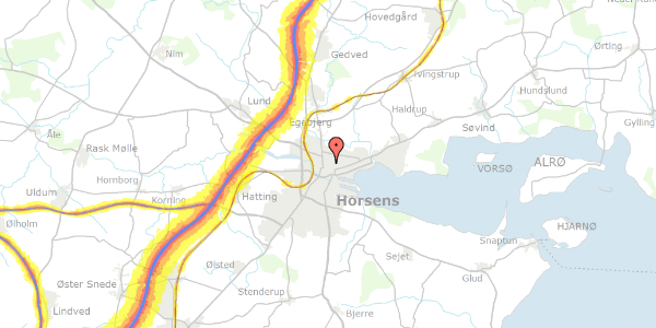 Trafikstøjkort på Mølletoften 14, 1. , 8700 Horsens