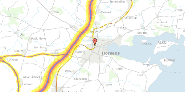 Trafikstøjkort på Mågevej 22, 8700 Horsens