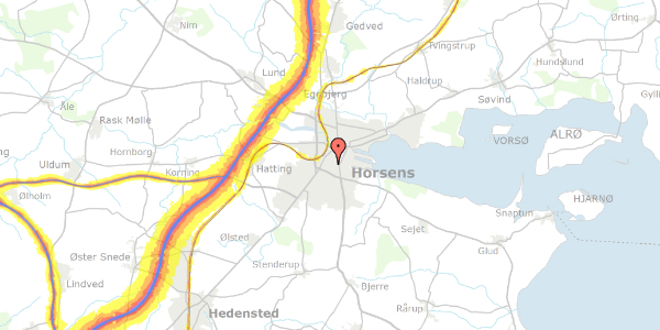 Trafikstøjkort på Nansensvej 36, 8700 Horsens