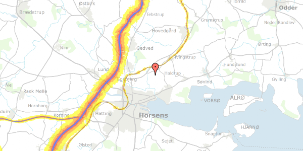 Trafikstøjkort på Nebelvej 15, 8700 Horsens