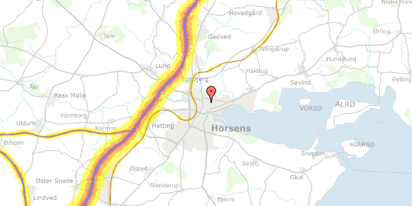 Trafikstøjkort på Nybogade 8, 8700 Horsens