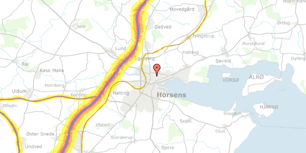 Trafikstøjkort på Nybogade 21, 1. , 8700 Horsens