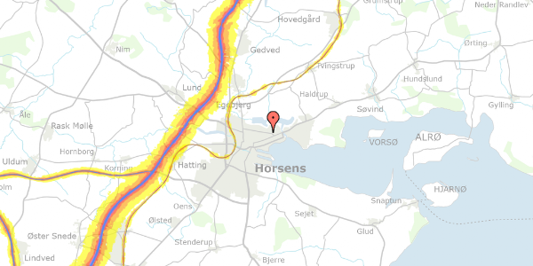 Trafikstøjkort på Nørrebakken 16, 1. th, 8700 Horsens