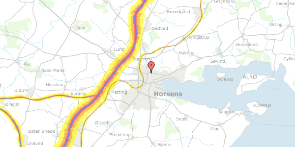 Trafikstøjkort på Nørrebrogade 30, 8700 Horsens