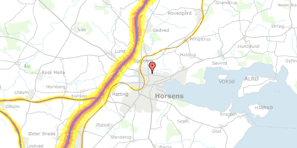 Trafikstøjkort på Nørrebrogade 66, 2. th, 8700 Horsens