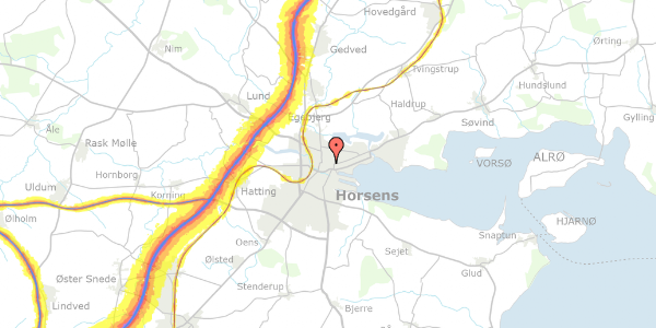 Trafikstøjkort på Nørregade 27, 3. tv, 8700 Horsens