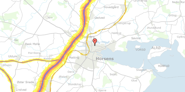 Trafikstøjkort på Nørrestrandsgade 22C, 8700 Horsens