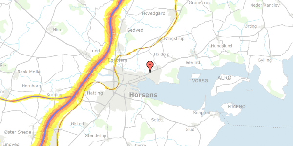 Trafikstøjkort på Nørresundsvej 7, 8700 Horsens