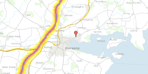 Trafikstøjkort på Nørresundsvej 16, 8700 Horsens