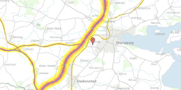 Trafikstøjkort på Oensvej 45, 8700 Horsens