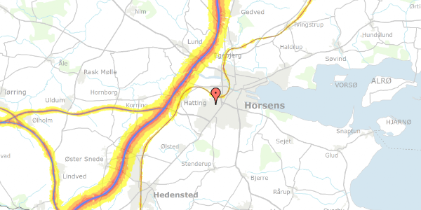 Trafikstøjkort på Oksebjerg 3, 8700 Horsens