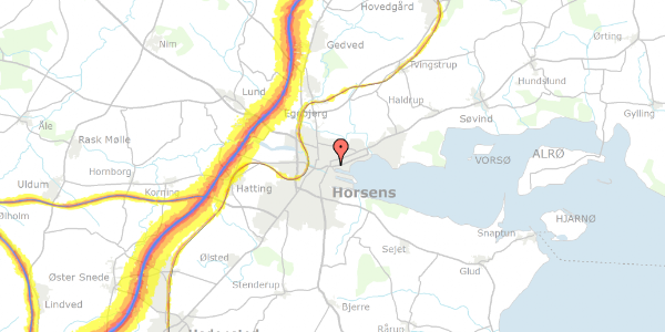 Trafikstøjkort på Ole Worms Gade 6, 1. th, 8700 Horsens