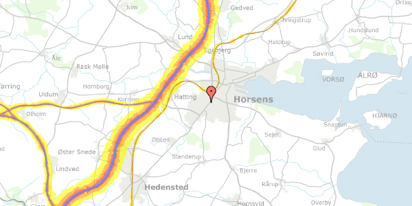 Trafikstøjkort på Pilegårdsalle 2A, st. 13, 8700 Horsens